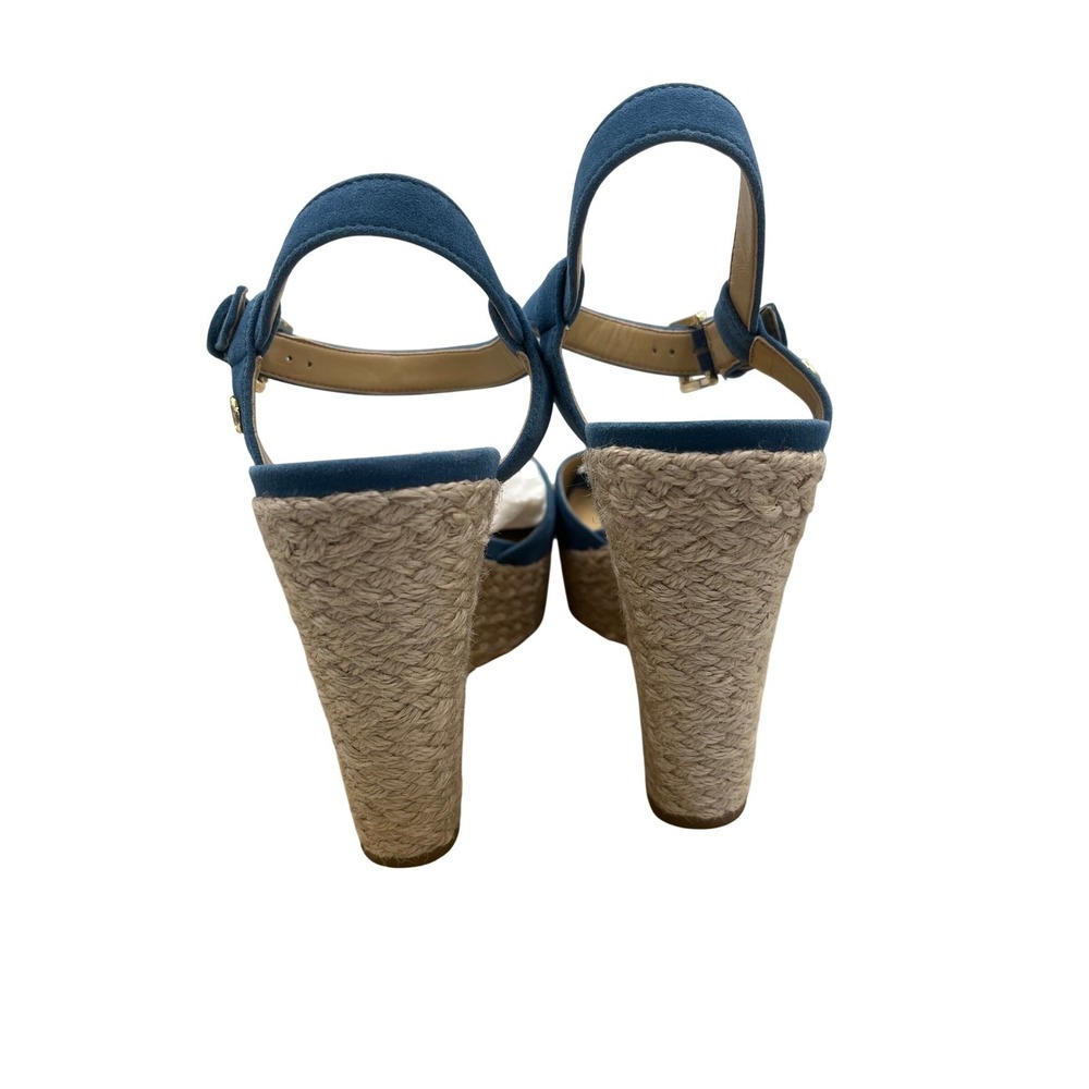Michael Kors Blue Suede Espadrille Wedge Sandals Womens 8.5M New In Box G664SP - Picture 5 of 9
